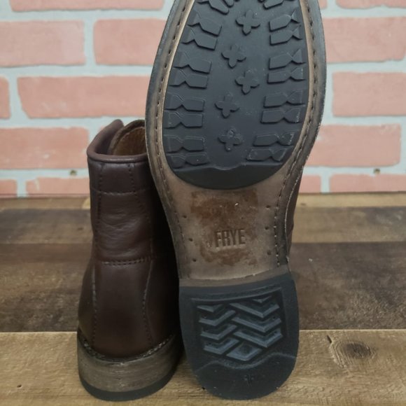 Frye Tyler Lace Up Brown Leather Booties main image 4